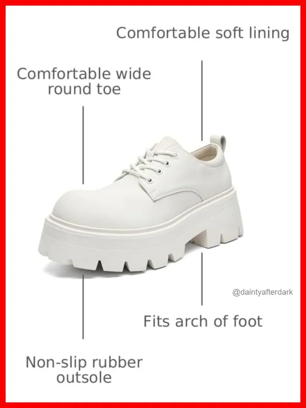 Men's Faux Leather Platform Oxfords Round Toe Lace Up Dress Shoes Non-Slip Lug